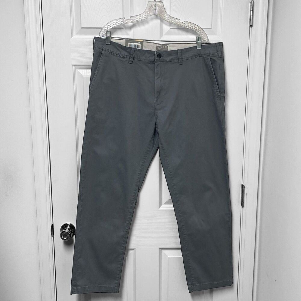 Falls Creek Gray Chino Pants Mens 40 x 30 Stretch Cotton Casual NWT New